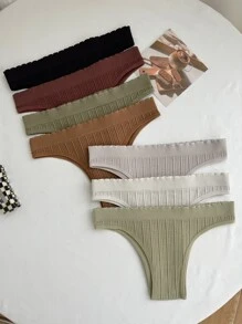 7入組素色羅紋內褲套裝 - 彩色 - 查看 3