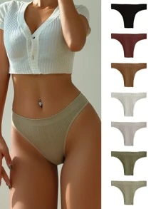 7入組素色羅紋內褲套裝 - 彩色 - 查看 5