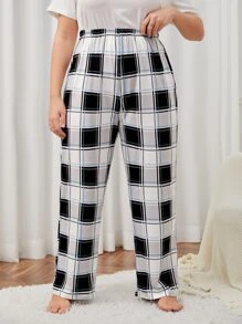 Plus Plaid Print Sleep Trousers - Multicolor - View 3