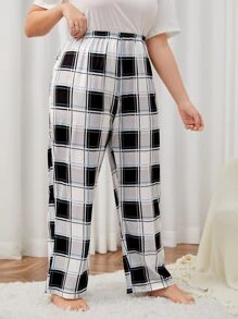 Plus Plaid Print Sleep Trousers - Multicolor - View 4