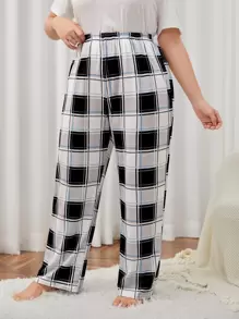 Plus Plaid Print Sleep Trousers - Multicolor - View 1