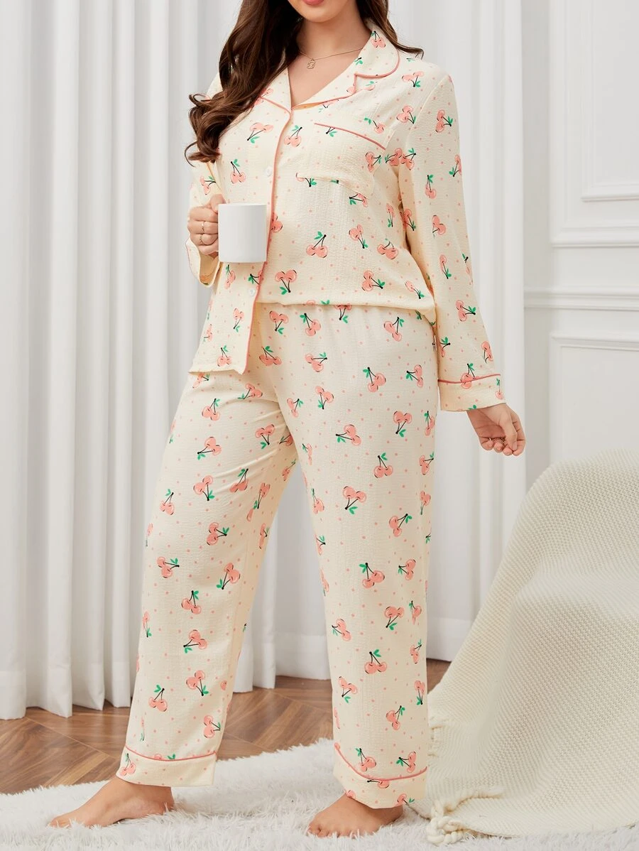 Bộ Giản Dị Kích Thước Lớn Túi Nút phía trước Chấm bi Rau quả Thanh lịch - Nhiều màu - Xem 1