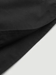 SHEIN MOD Đầm Xù Dây kéo Nếp gấp Phần Ngực màu trơn Thanh lịch - màu đen - Xem 4