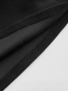 SHEIN MOD 方領燈籠袖收腰黑色洋裝