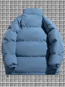 Manfinity Men Plus Zip Up Padded Coat - Dusty Blue - View 2