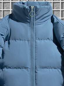 Manfinity Men Plus Zip Up Padded Coat - Dusty Blue - View 3