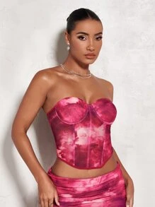 SHEIN BAE Tie Dye Bustier Tube Top - Multicolor - View 5