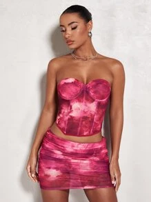 SHEIN BAE Tie Dye Bustier Tube Top - Multicolor - View 4