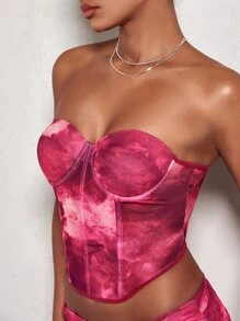 SHEIN BAE Tie Dye Bustier Tube Top - Multicolor - View 6
