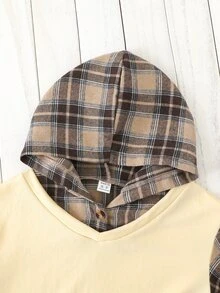 Tween Girl Plaid Print 2 In 1 Sweatshirt Dress - Multicolor - View 5