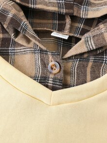 Tween Girl Plaid Print 2 In 1 Sweatshirt Dress - Multicolor - View 6