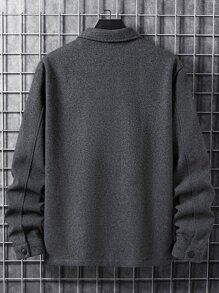 Manfinity Homme Hombres Abrigo con parche de bolsillo - Gris - Ver 2