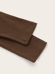 SHEIN ICON 大碼十字交叉後背繫帶側抽繩手帕下擺掛脖上衣和袖套 - 咖啡棕 - 查看 4