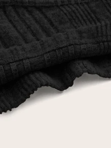 SHEIN EZwear Scoop Neck Bell Sleeve Crop Tee - Black - View 4