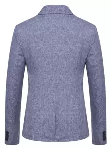 Calvornis Men Space Dye Pocket Single Button Blazer - Dusty Blue - View 2