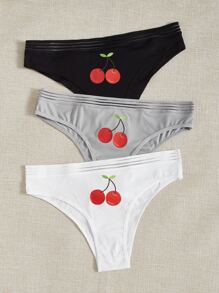 Plus 3pack Cherry Print Panty - Multicolor - View 3