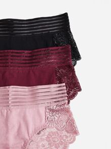 3 piezas Bragas con encaje en contraste - Multicolor - Ver 4