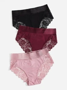 3 piezas Bragas con encaje en contraste - Multicolor - Ver 5
