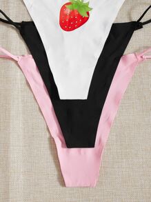 Plus 3pack Strawberry Print Panty - Multicolor - View 4