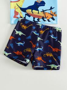 Toddler Boys Cartoon Dinosaur Swimsuit - Blue - View 5