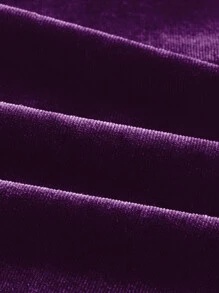SHEIN MOD 挖肩褶邊絲絨連衣裙 - 紫色 - 查看 3