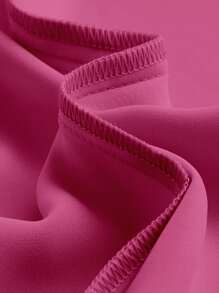 SHEIN MOD Vestido camisero manga de campana con lazo delantero bajo con fruncido - Rosa Fucsia - Ver 3