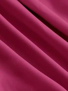 SHEIN MOD Vestido camisero manga de campana con lazo delantero bajo con fruncido - Rosa Fucsia - Ver 4