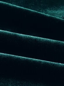 SHEIN MOD 挖肩褶邊絲絨洋裝 - 墨綠色 - 查看 4