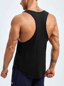 Hombres Top tank de dormir con estampado de letra - Negro - Ver 2