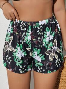 SHEIN Swim Curve Plus Floral Print Bikini Bottom - Multicolor - View 1