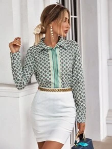 GENKIRA Áo sơ mi công sở Geo Print Shirt nữ - Nhiều màu - Xem 1