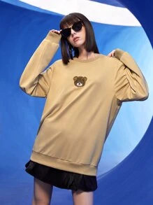 Manfinity 1pc Bear Patched Pullover - Khaki - View 5