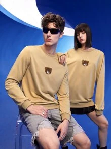 Manfinity 1pc Bear Patched Pullover - Khaki - View 6