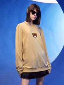 Manfinity 1pc Bear Patched Pullover - Khaki - View 8