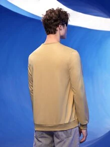 Manfinity 1pc Bear Patched Pullover - Khaki - View 9