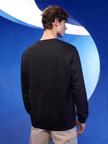 Manfinity 1pc Floral & Letter Graphic Sweatshirt - Black - View 7