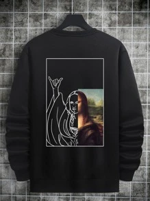 Manfinity Hombres Sudadera con estampado de figura - Negro - Ver 1