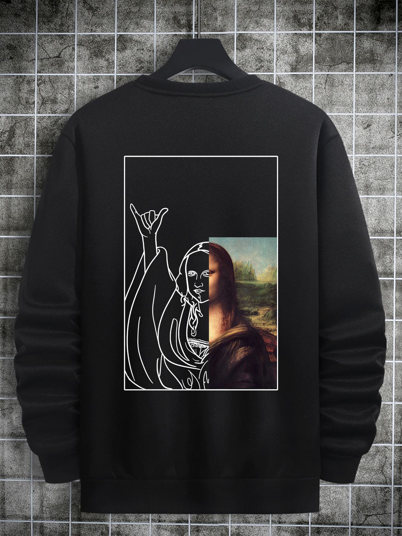 Manfinity Hombres Sudadera con estampado de figura - Negro - Ver 1