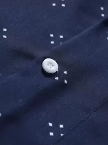 Manfinity Homme Hombres Camisa con estampado geométrico con parche con bolsillo sin camiseta