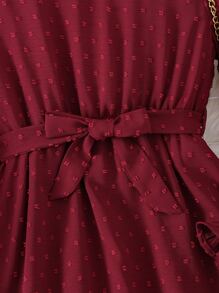 Đầm Gái Xù Viên lá sen màu trơn Giải trí - Màu Đỏ Sâu - Xem 4