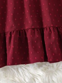 Đầm Gái Xù Viên lá sen màu trơn Giải trí - Màu Đỏ Sâu - Xem 6