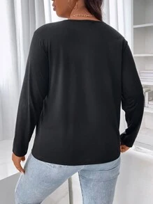 Calvaya Plus Skull & Slogan Graphic Tee - Black - View 2