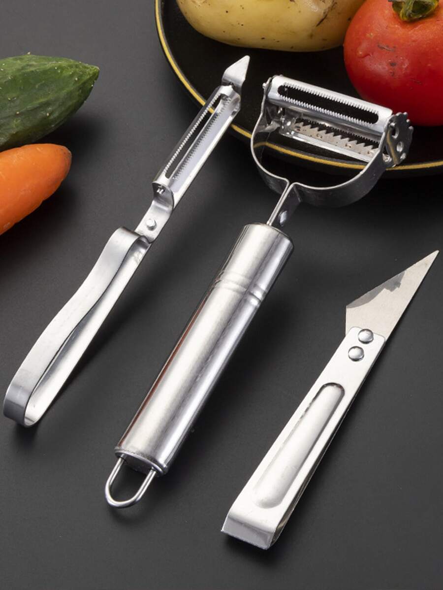 3 piezas Rallador de acero inoxidable - Plateado - Ver 1