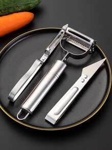 3 piezas Rallador de acero inoxidable - Plateado - Ver 5