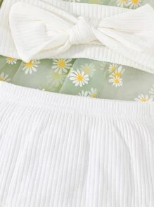 Bebé ribete con fruncido Shorts & con lazo delantero Diadema - Blanco - Ver 3