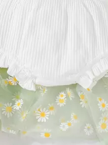 Bebé ribete con fruncido Shorts & con lazo delantero Diadema - Blanco - Ver 5