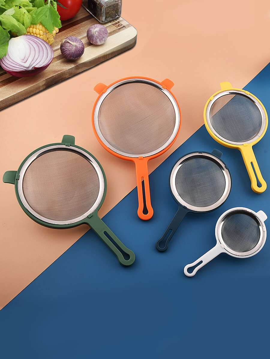 1個隨機顏色的塑料手柄不銹鋼濾網,多種尺寸 - 彩色 - 查看 1