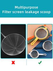 1個隨機顏色的塑料手柄不銹鋼濾網,多種尺寸 - 彩色 - 查看 3