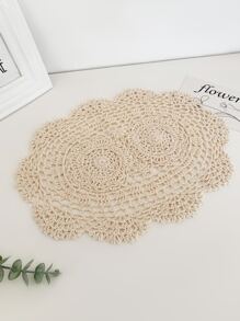 1/2/4 件米色椭圆形餐垫适用于餐厅厨房餐桌装饰，波西米亚风格手工钩针花朵餐垫，简约实用的多用途桌布，适用于婚礼派对节日装饰 - 米色 - 查看 6