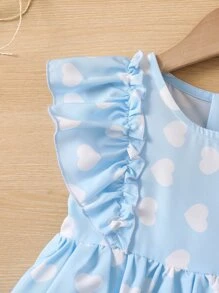 Toddler Girls Unicorn & Heart Print Ruffle Trim Dress - Multicolor - View 3